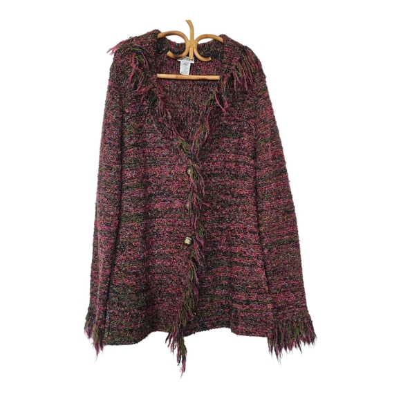 Vintage Multicolor Fringed Women's Sweater - Picture 3 of 10